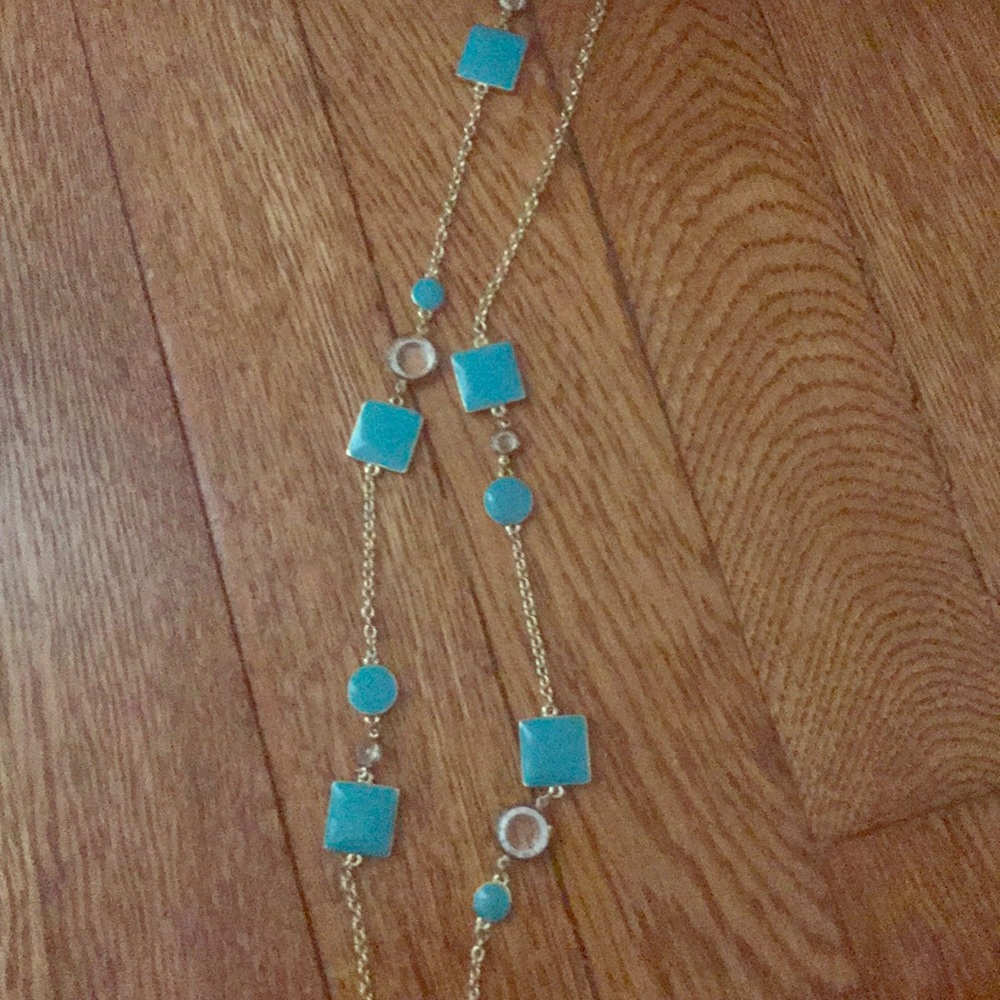 Turquoise square and circle necklace